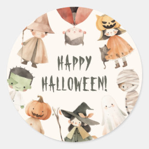 Cute Happy Halloween Kids Costume Party Classic Round Sticker