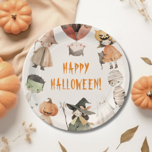 Cute Happy Halloween Kids Costume Party  Paper Plate