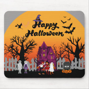 Cute Happy Halloween Mouse Mat