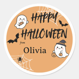 Cute Happy Halloween Orange Sticker