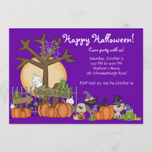 Cute  Happy Halloween Party Invitation for Kids