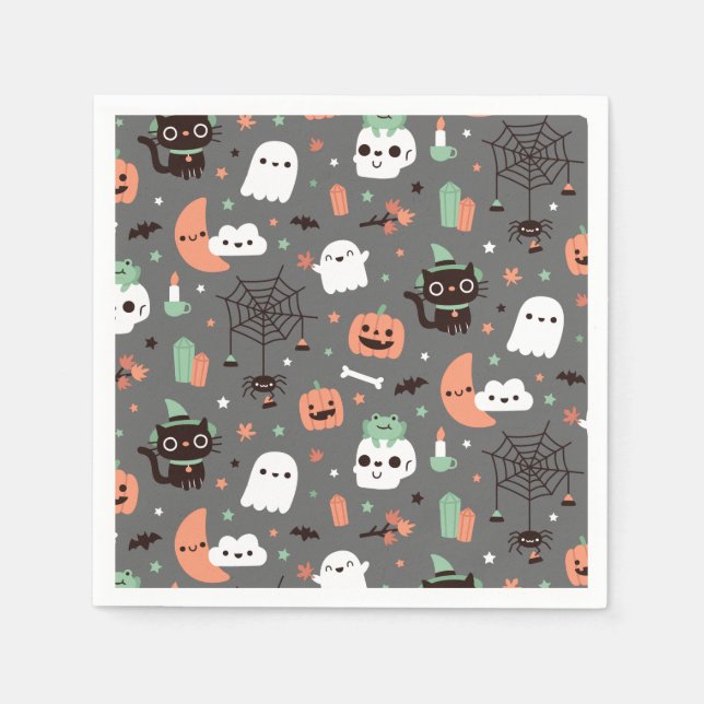 Cute Happy Halloween Pattern Party Supplies Napkin (Front)