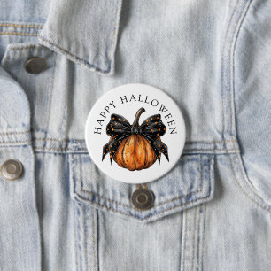 Cute Happy Halloween Pumpkin And Bow 7.5 Cm Round Badge