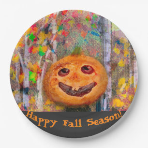 Cute Happy Halloween Pumpkin Face  Paper Plate