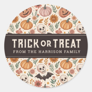 Cute Happy Halloween Round Stickers