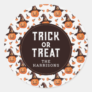 Cute Happy Halloween Round Stickers