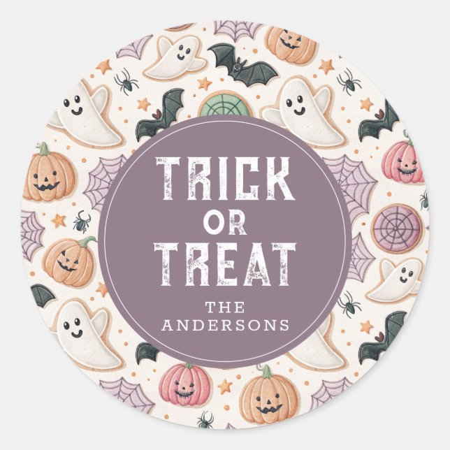 Cute Happy Halloween Round Stickers (Front)