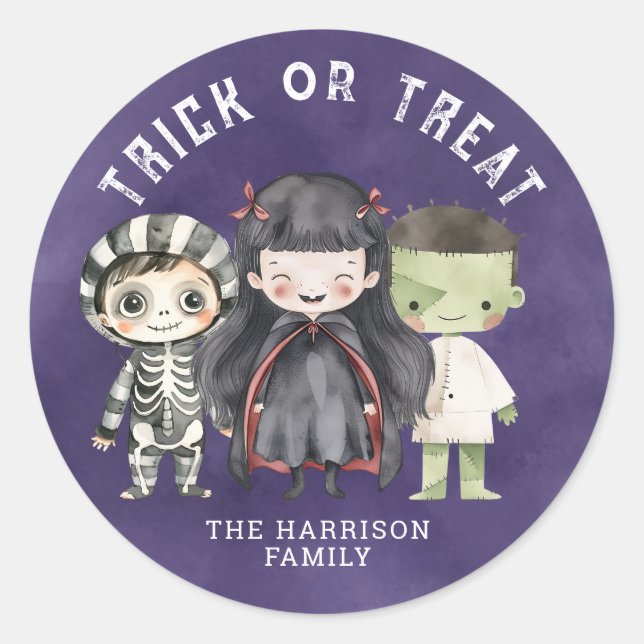 Cute Happy Halloween Round Stickers (Front)
