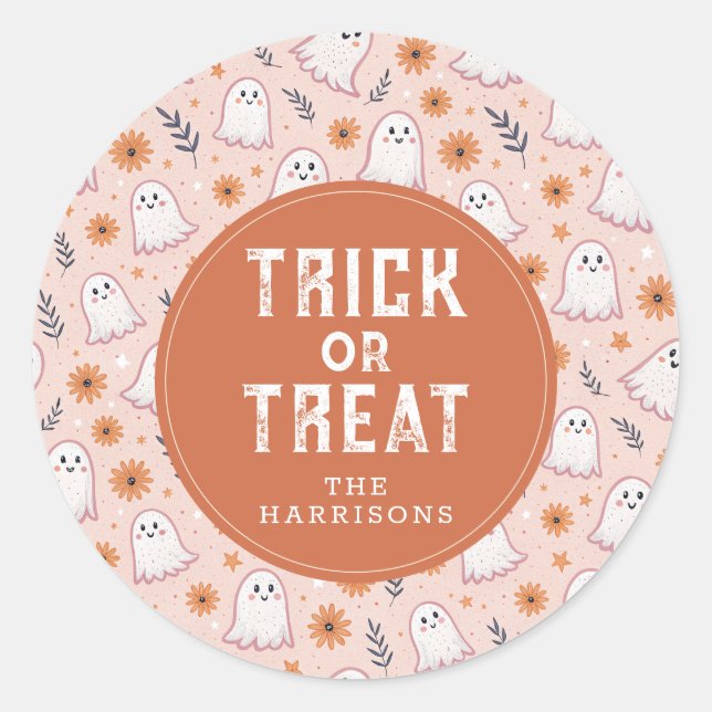 Cute Happy Halloween Round Stickers (Front)