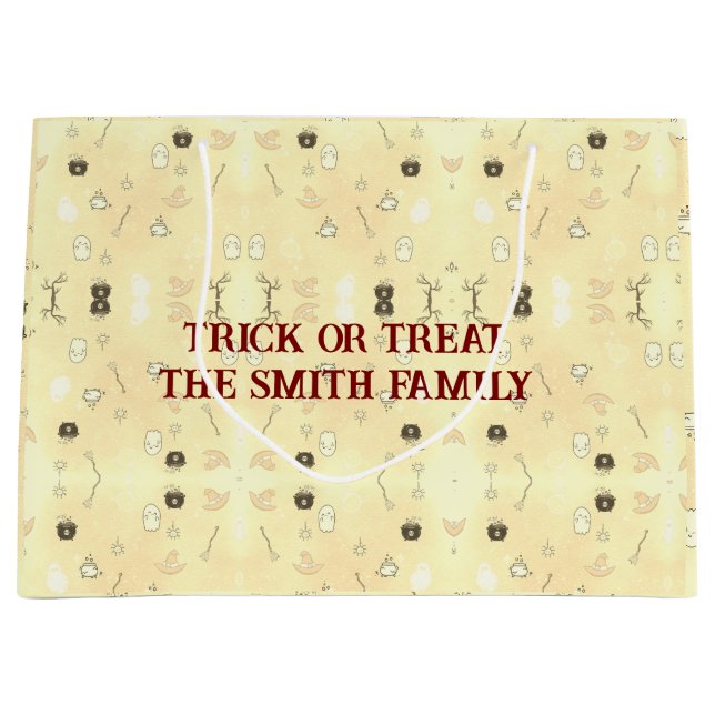 Cute Happy Halloween Trick or Treat Large Gift Bag (Front)