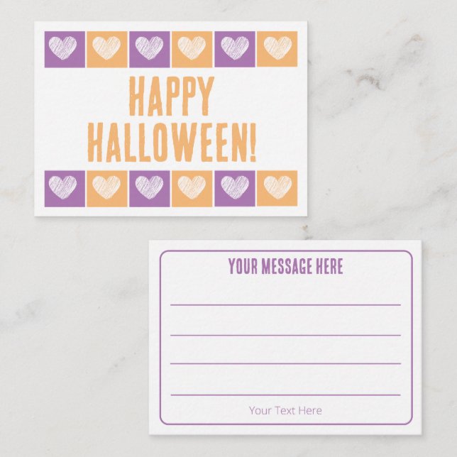 Cute Happy Halloween Typography Lined Mini Card (Front/Back)