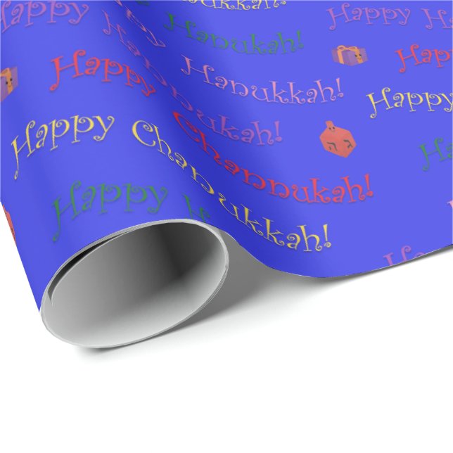 Cute Happy Hannukah, Channukah Wrapping Paper (Roll Corner)