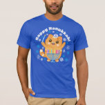 Cute Happy Hanukkah, Hanucat Menorah T-Shirt<br><div class="desc">This adorable Happy Hanukkah blue t-shirt from Cutie Pie Kawaii Designs with it’s cute happy Hanucat lighting a menorah is just purr-fect as a Hanukkah gift or just to wear for the Holidays!</div>