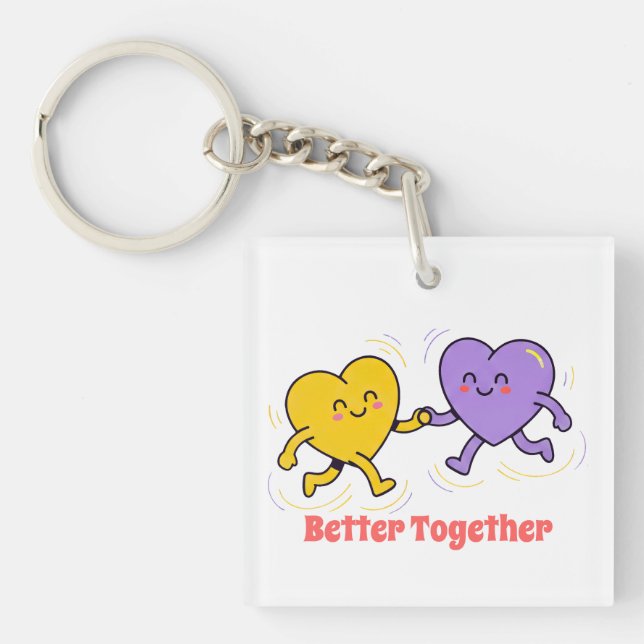 Cute Happy Heart Friends Key Ring (Front)