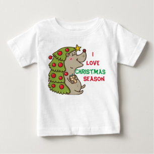 Cute & Happy Hedgehog Christmas theme   Baby T-Shirt