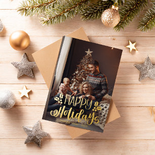 Cute Happy Holidays Foil Holiday Card