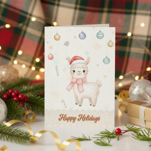 Cute Happy Holidays Llama Holiday Card