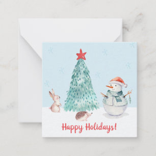 Cute Happy Holidays Watercolor Card