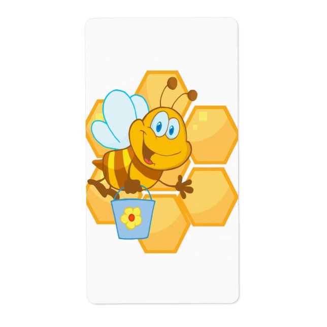 cute happy honey bee and honeycomb (Front)