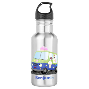 Cute happy ice cream truck cartoon 532 ml water bottle