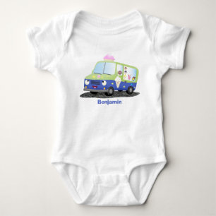 Cute happy ice cream truck cartoon baby bodysuit