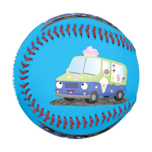 Cute happy ice cream truck cartoon baseball (Front Left)