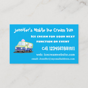 Cute happy ice cream truck cartoon  business card