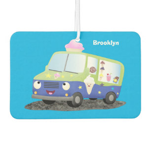 Cute happy ice cream truck cartoon  car air freshener