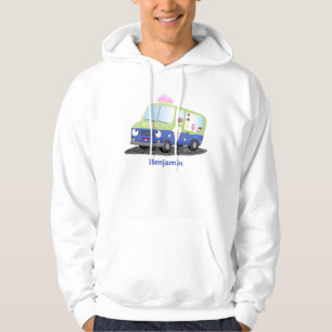 Cute happy ice cream truck cartoon hoodie