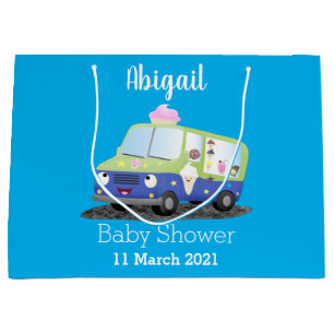 Cute happy ice cream truck cartoon large gift bag