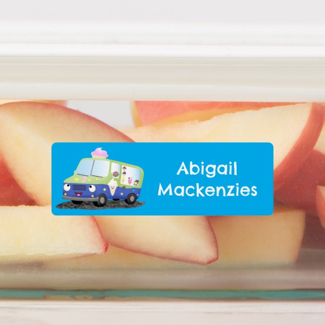 Cute happy ice cream truck cartoon personalised (Affixed)