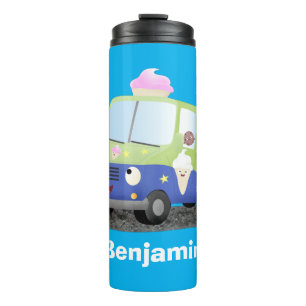 Cute happy ice cream truck cartoon thermal tumbler