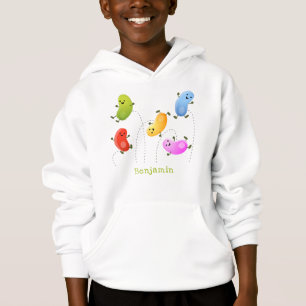 Cute happy jellybeans jumping cartoon illustration