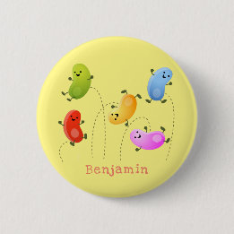 Cute happy jellybeans jumping cartoon illustration 6 cm round badge