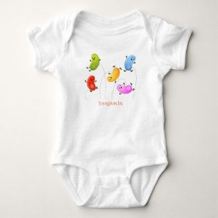 Cute happy jellybeans jumping cartoon illustration baby bodysuit