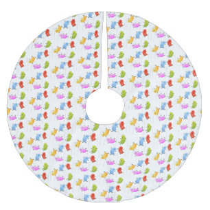 Cute happy jellybeans jumping cartoon illustration brushed polyester tree skirt