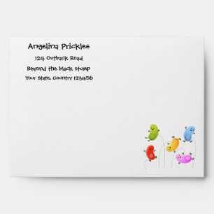 Cute happy jellybeans jumping cartoon illustration envelope