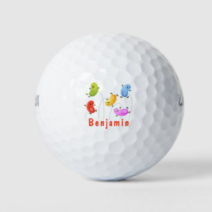 Cute happy jellybeans jumping cartoon illustration golf balls