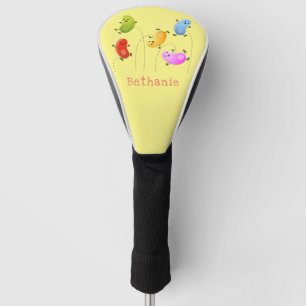 Cute happy jellybeans jumping cartoon illustration golf head cover