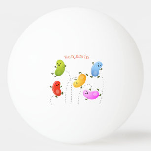 Cute happy jellybeans jumping cartoon illustration ping pong ball