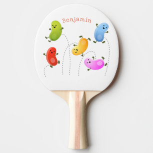 Cute happy jellybeans jumping cartoon illustration ping pong paddle
