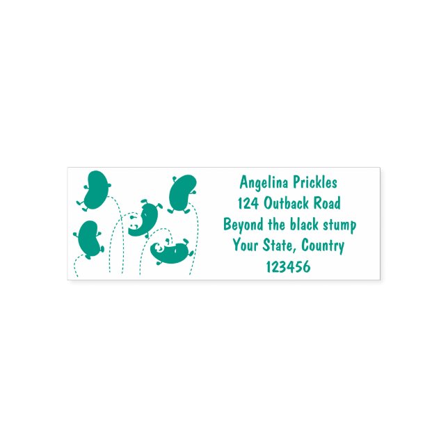 Cute happy jellybeans jumping cartoon illustration self-inking stamp (Design)