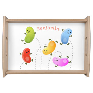 Cute happy jellybeans jumping cartoon illustration serving tray