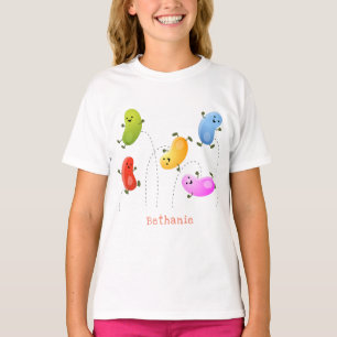 Cute happy jellybeans jumping cartoon illustration T-Shirt