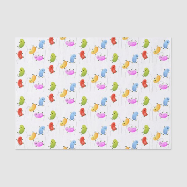 Cute happy jellybeans jumping cartoon illustration tissue paper (Front)