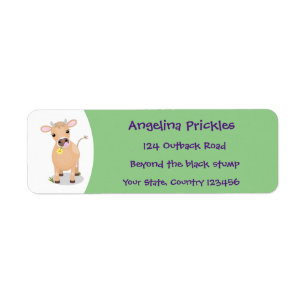 Cute happy jersey cow and flower cartoon