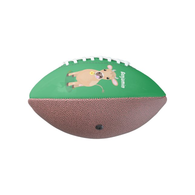 Cute happy jersey cow and flower cartoon american football (Rotated 270)