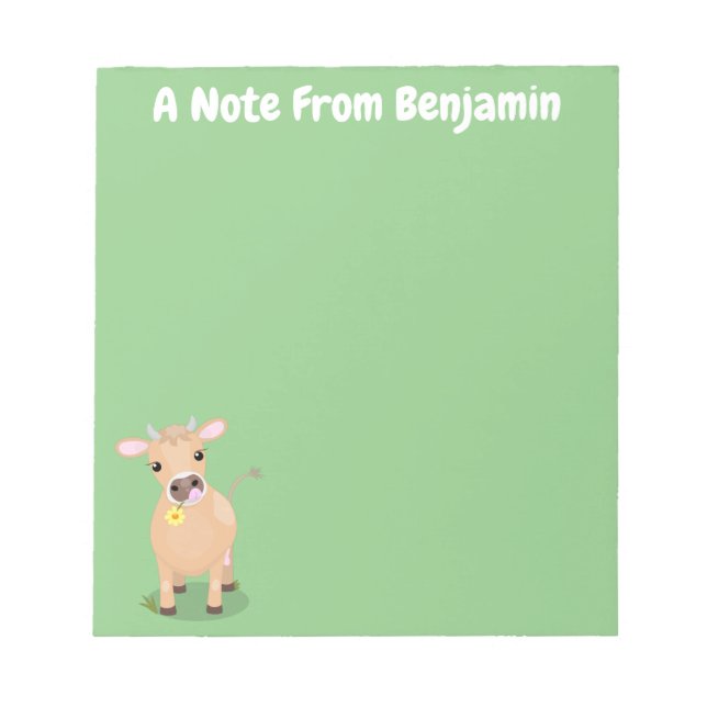 Cute happy jersey cow and flower cartoon notepad (Front)