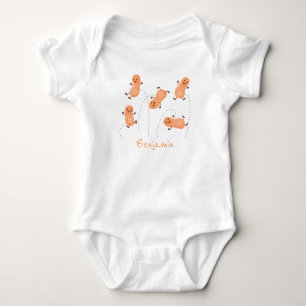 Cute happy jumping peanuts cartoon illustration baby bodysuit