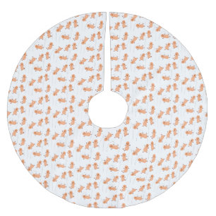 Cute happy jumping peanuts cartoon illustration brushed polyester tree skirt